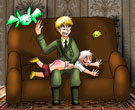 Zani's Hetalia - England spanking Chibi Prussia