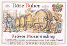 Kröver Moselriesling's Wine Bottle Label Böse Buben